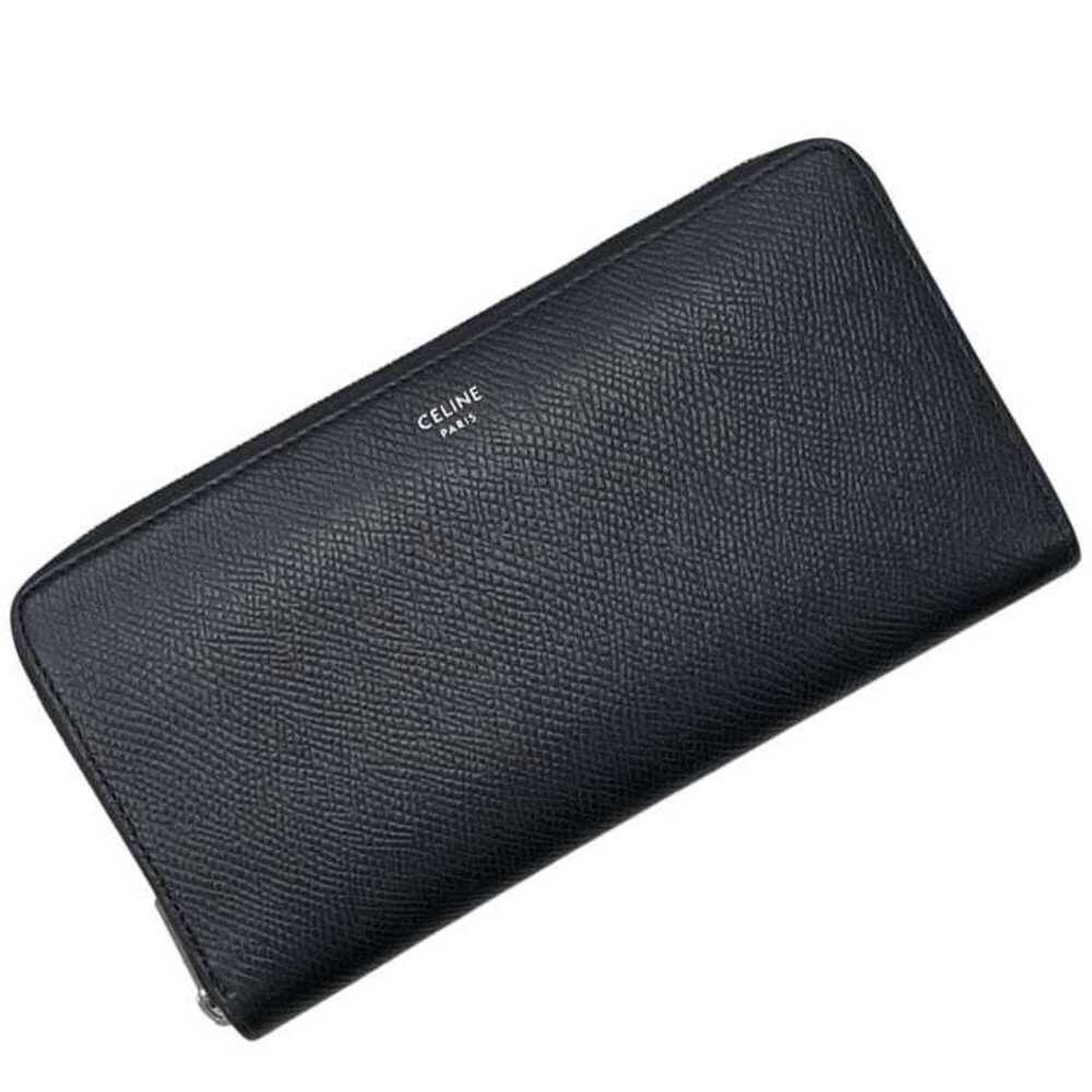 Celine Round Long Wallet Large Zipped Black 10B553BEL Leather S-GA-0251 CELINE
